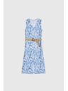 Moodo Hellblaues Kleid mit Gürtel