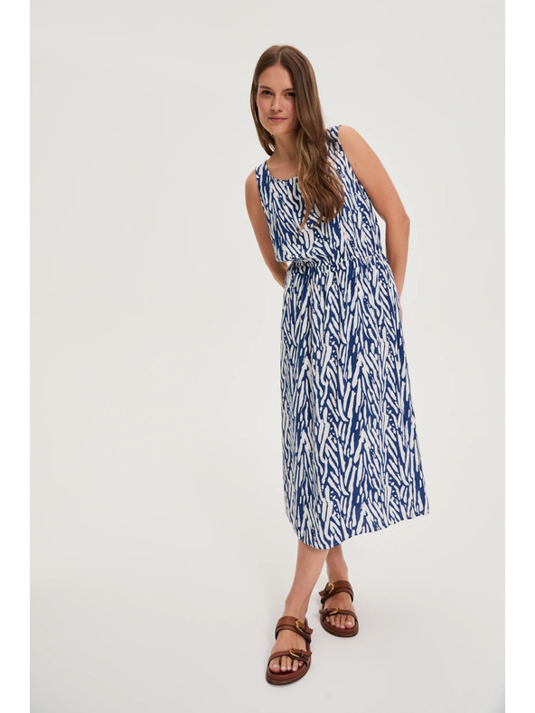 Moodo Damen-Kleid Moodo blau-weiß