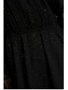 Moodo Schwarzes glitzerndes Kleid mit transparenten Ärmeln Moodo
