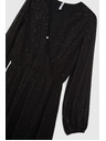 Moodo Schwarzes glitzerndes Kleid mit transparenten Ärmeln Moodo