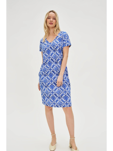 Moodo Damen-Kleid Moodo blau-weiß