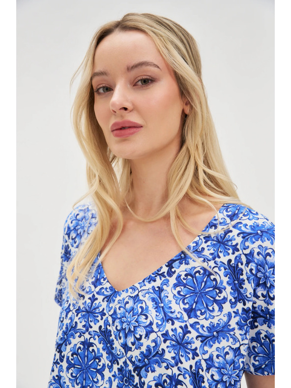 Moodo Damen-Kleid Moodo blau-weiß