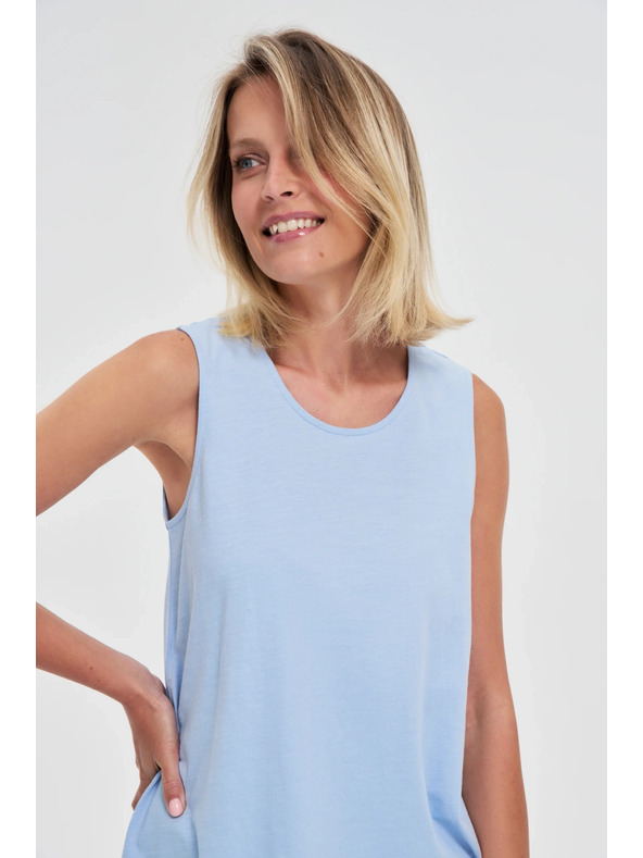 Moodo Blaues langes Damen-Top