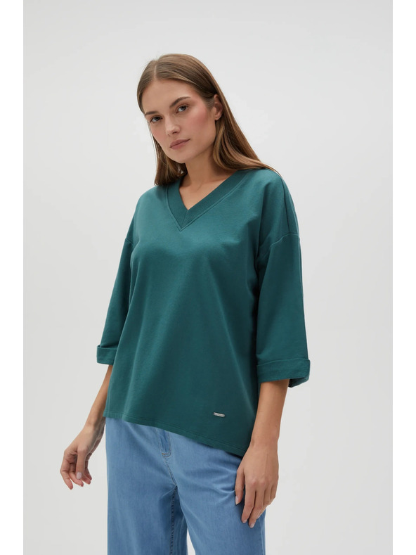 Moodo Grünes Sweatshirt mit 3/4-Ärmeln
