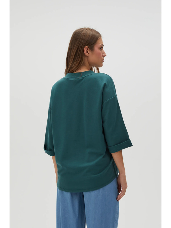 Moodo Grünes Sweatshirt mit 3/4-Ärmeln