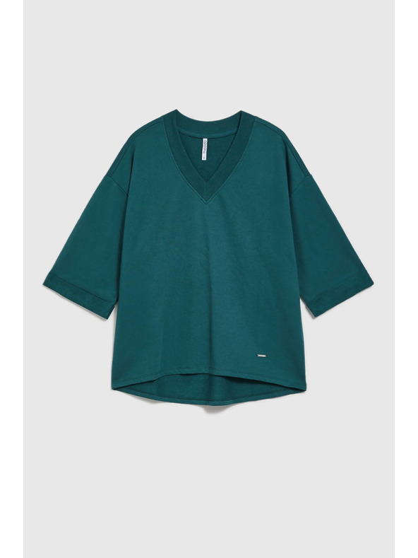 Moodo Grünes Sweatshirt mit 3/4-Ärmeln