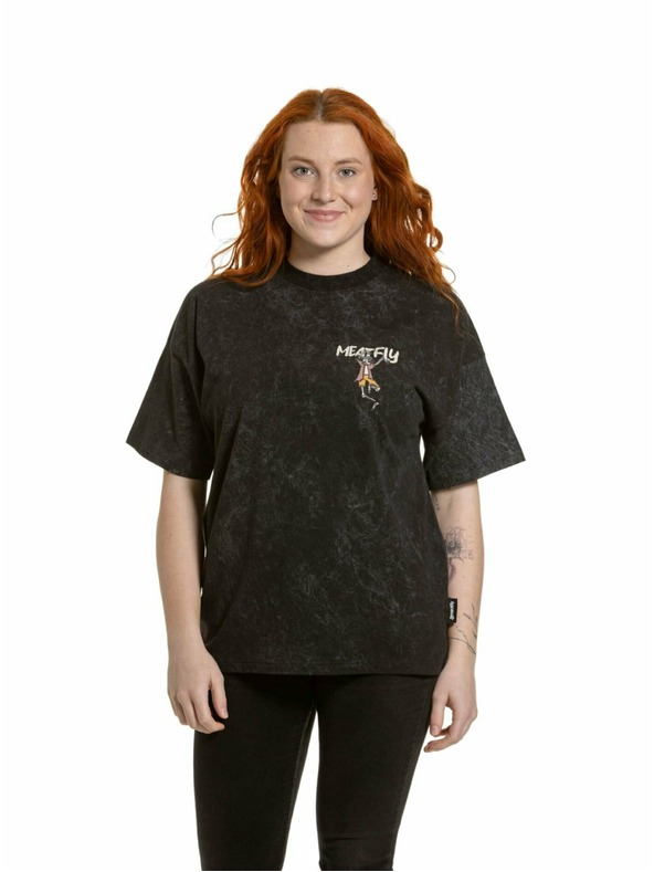 Meatfly Meatfly Damen T-Shirt Vexey Black Skeleton (Acid Wash)