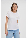 Moodo Damen T-Shirt mit silberner Applikation Moodo – weiß