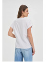 Moodo Damen T-Shirt mit silberner Applikation Moodo – weiß