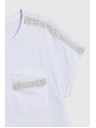 Moodo Damen T-Shirt mit silberner Applikation Moodo – weiß