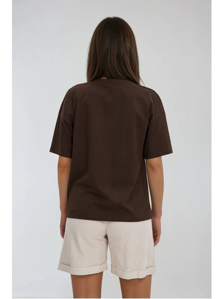 Moodo Damen braunes T-Shirt mit Druck