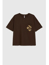 Moodo Damen braunes T-Shirt mit Druck