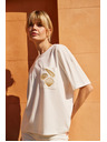 Moodo Damen weißes T-Shirt mit Druck