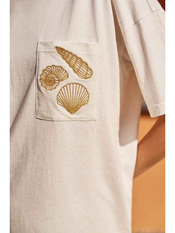 Moodo Damen weißes T-Shirt mit Druck