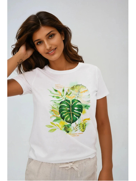 Moodo Damen weißes T-Shirt mit Druck