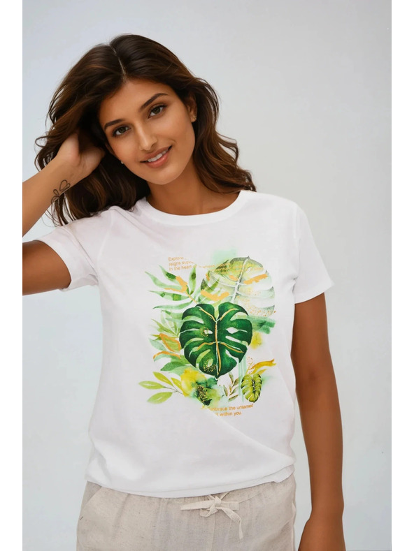Moodo Damen weißes T-Shirt mit Druck