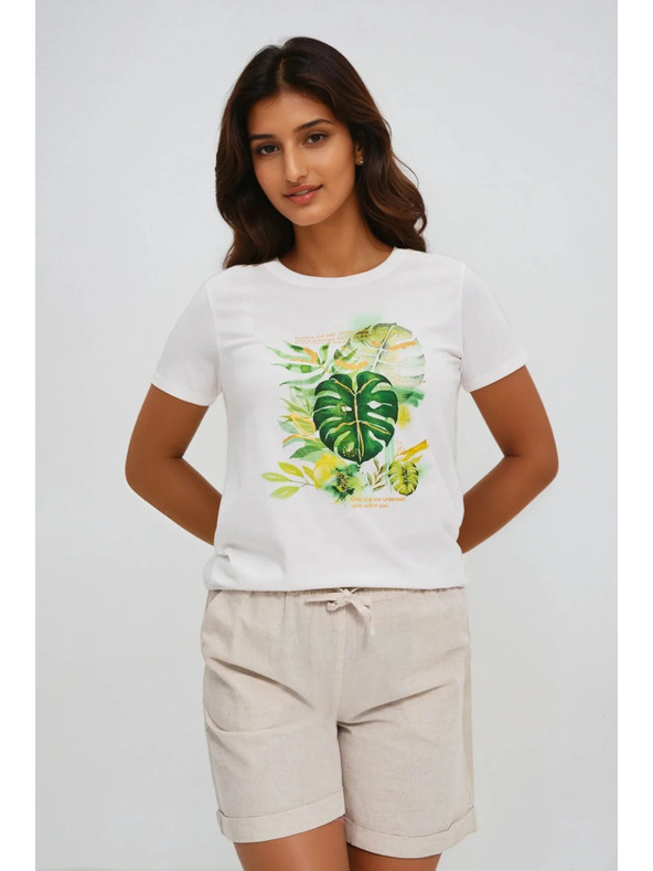 Moodo Damen weißes T-Shirt mit Druck