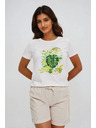 Moodo Damen weißes T-Shirt mit Druck
