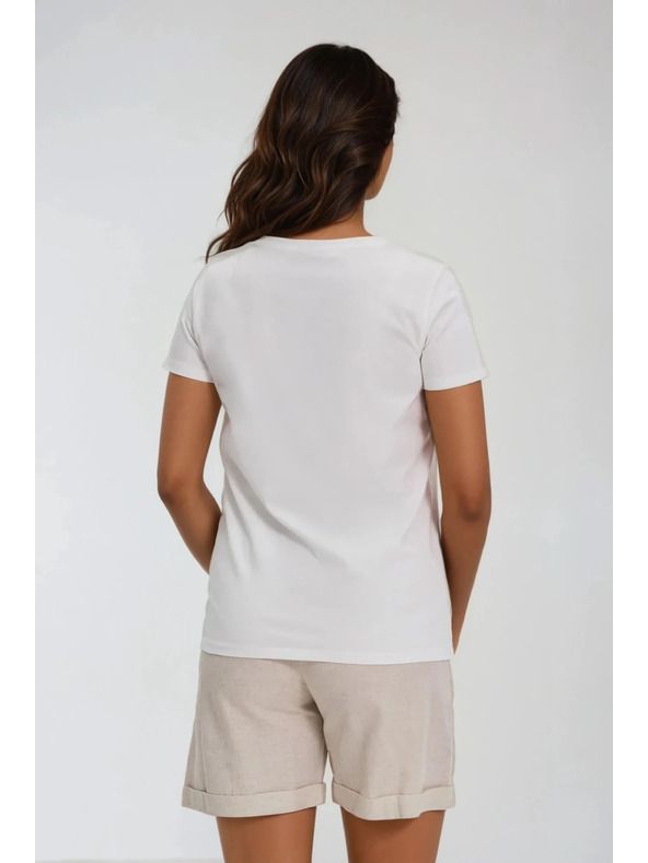 Moodo Damen weißes T-Shirt mit Druck