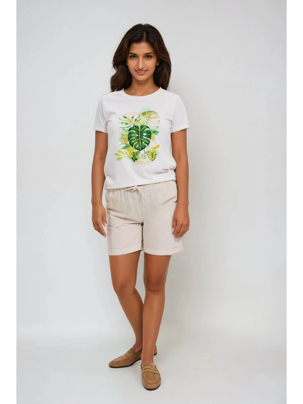 Moodo Damen weißes T-Shirt mit Druck