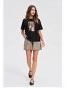 Moodo Damen schwarzes T-Shirt mit Druck