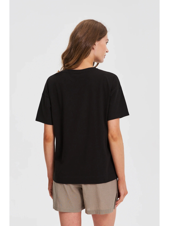 Moodo Damen schwarzes T-Shirt mit Druck