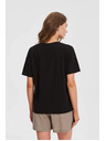 Moodo Damen schwarzes T-Shirt mit Druck