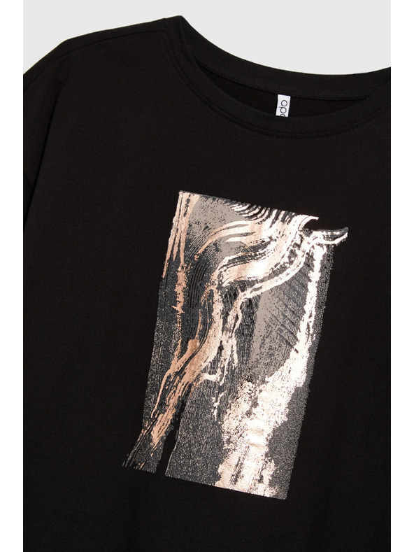 Moodo Damen schwarzes T-Shirt mit Druck