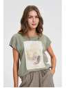Moodo Damen T-Shirt mit Druck Moodo – olivgrün