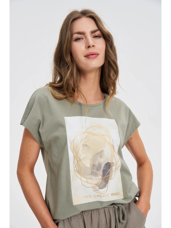 Moodo Damen T-Shirt mit Druck Moodo – olivgrün