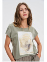 Moodo Damen T-Shirt mit Druck Moodo – olivgrün
