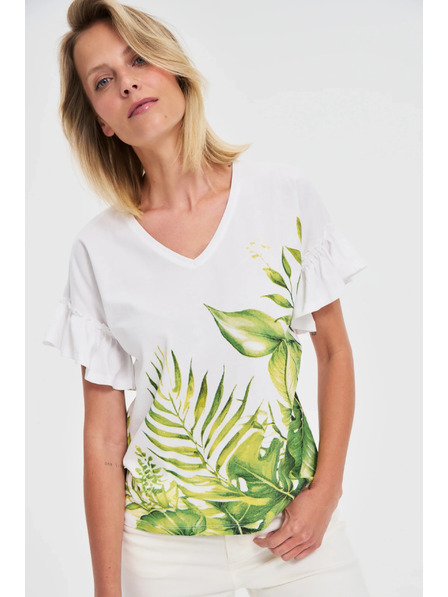 Moodo Weißes Top mit Blumendruck