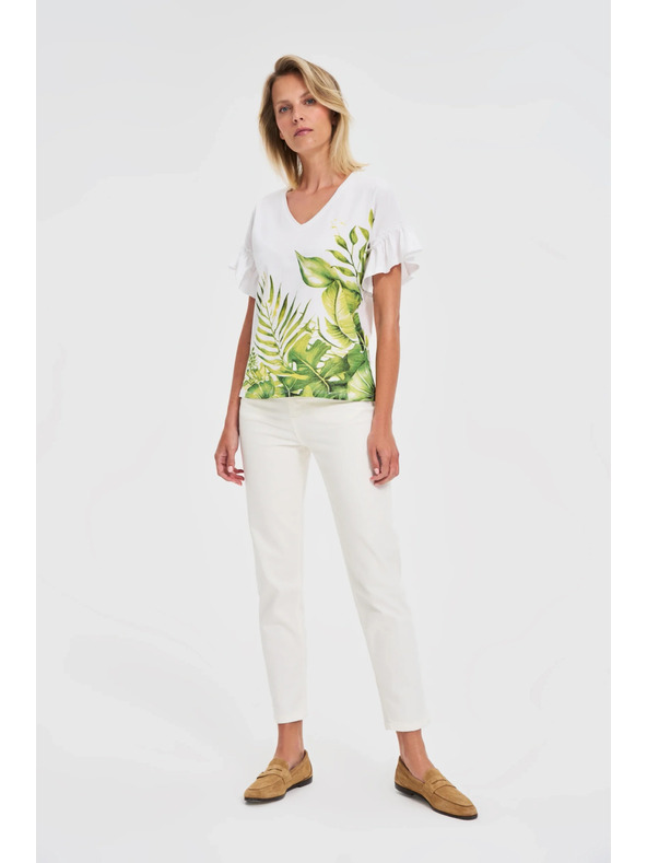 Moodo Weißes Top mit Blumendruck