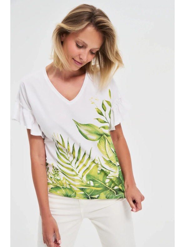 Moodo Weißes Top mit Blumendruck