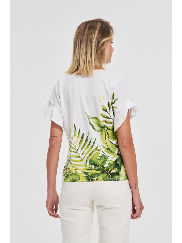 Moodo Weißes Top mit Blumendruck