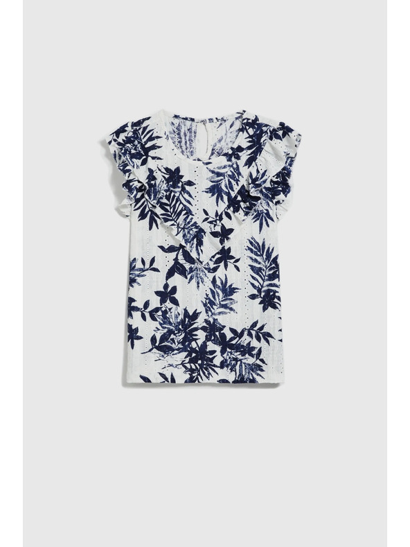 Moodo Damen T-Shirt Moodo – weiß mit blauen Blumen