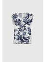 Moodo Damen T-Shirt Moodo – weiß mit blauen Blumen