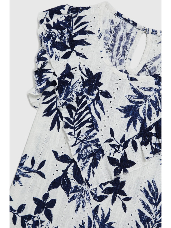 Moodo Damen T-Shirt Moodo – weiß mit blauen Blumen