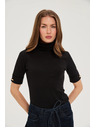 Moodo Schwarzer Rollkragenpullover mit 3/4-Ärmeln Moodo