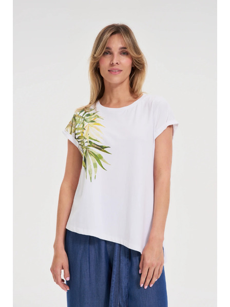 Moodo Damen asymmetrisches T-Shirt Moodo – weiß