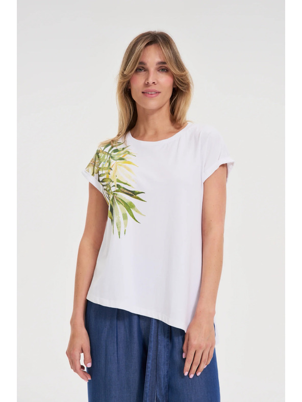 Moodo Damen asymmetrisches T-Shirt Moodo – weiß