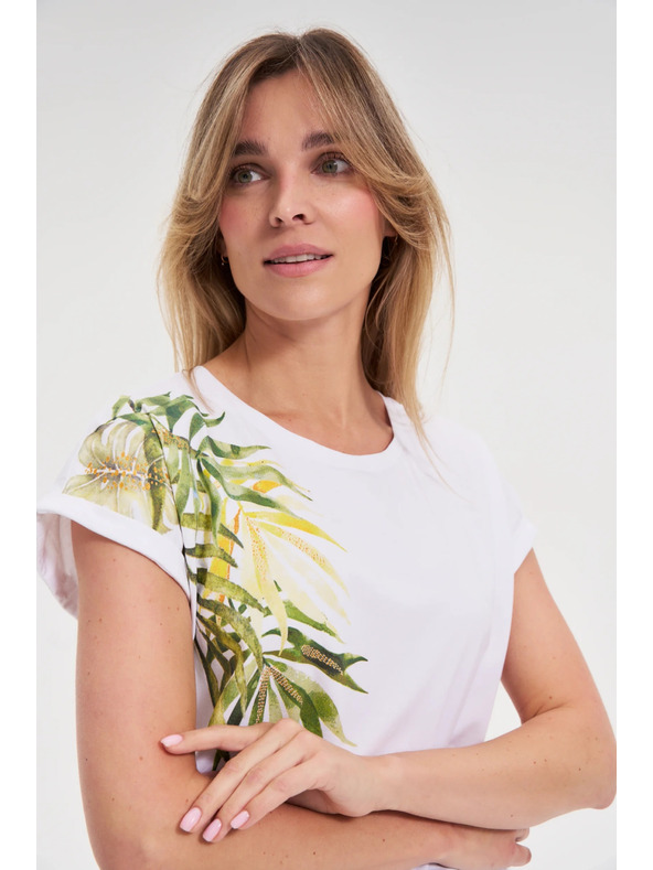 Moodo Damen asymmetrisches T-Shirt Moodo – weiß