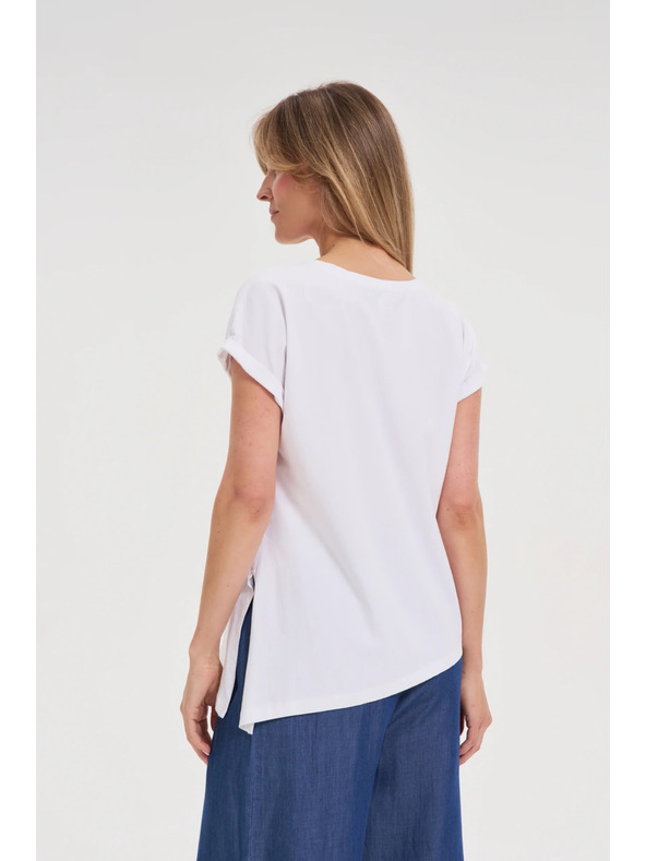 Moodo Damen asymmetrisches T-Shirt Moodo – weiß