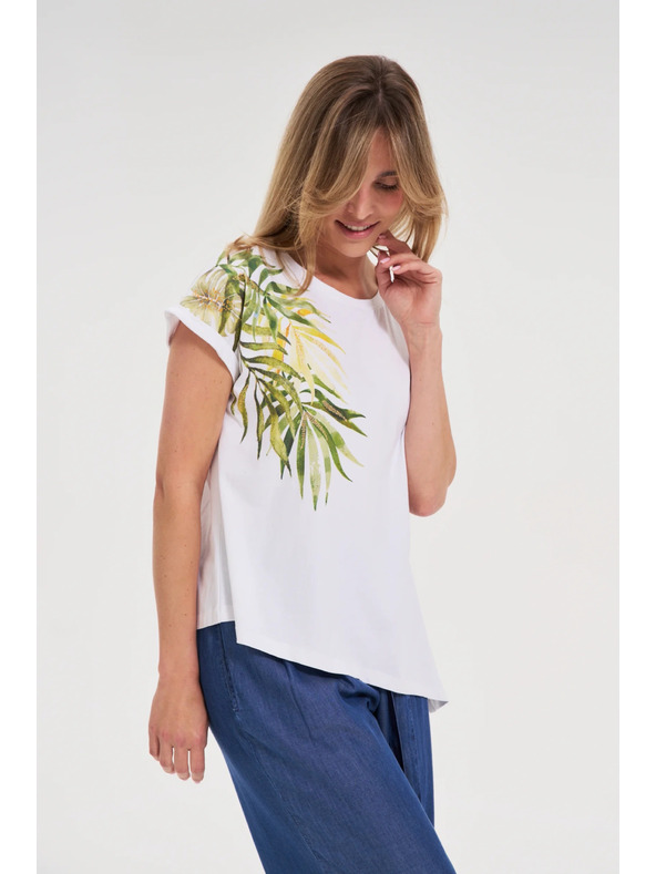 Moodo Damen asymmetrisches T-Shirt Moodo – weiß