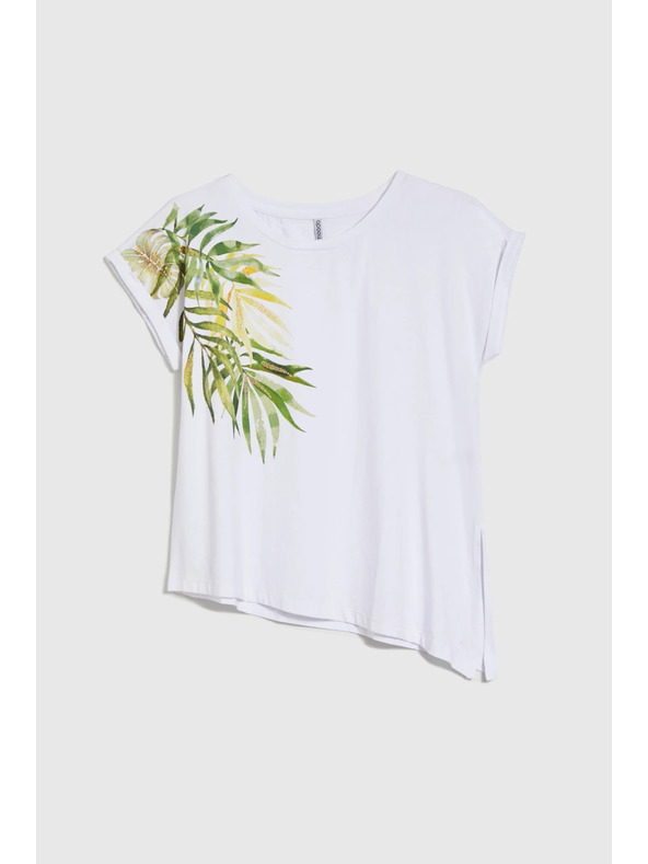 Moodo Damen asymmetrisches T-Shirt Moodo – weiß