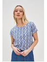 Moodo Blau-weiß gemustertes T-Shirt