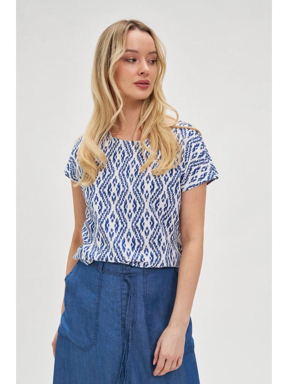 Moodo Blau-weiß gemustertes T-Shirt