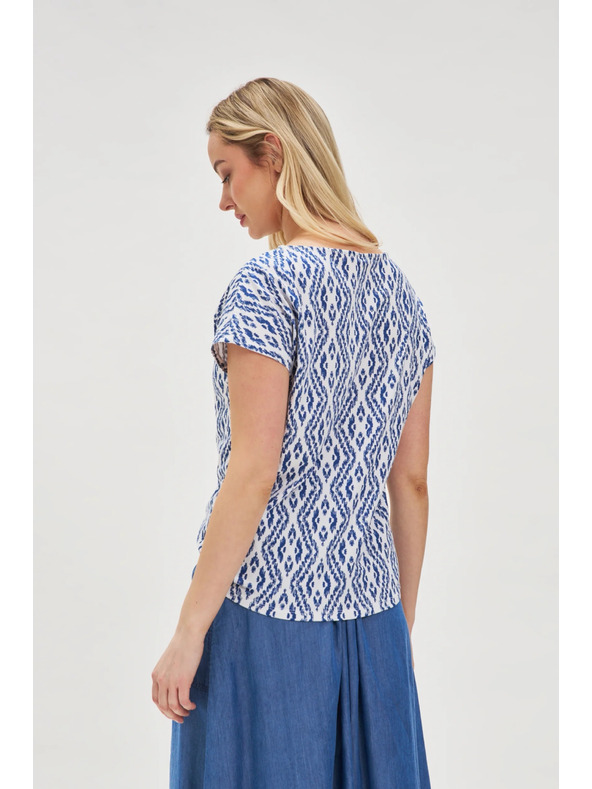 Moodo Blau-weiß gemustertes T-Shirt