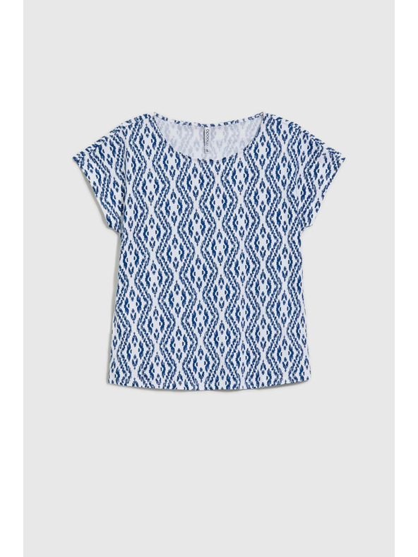 Moodo Blau-weiß gemustertes T-Shirt