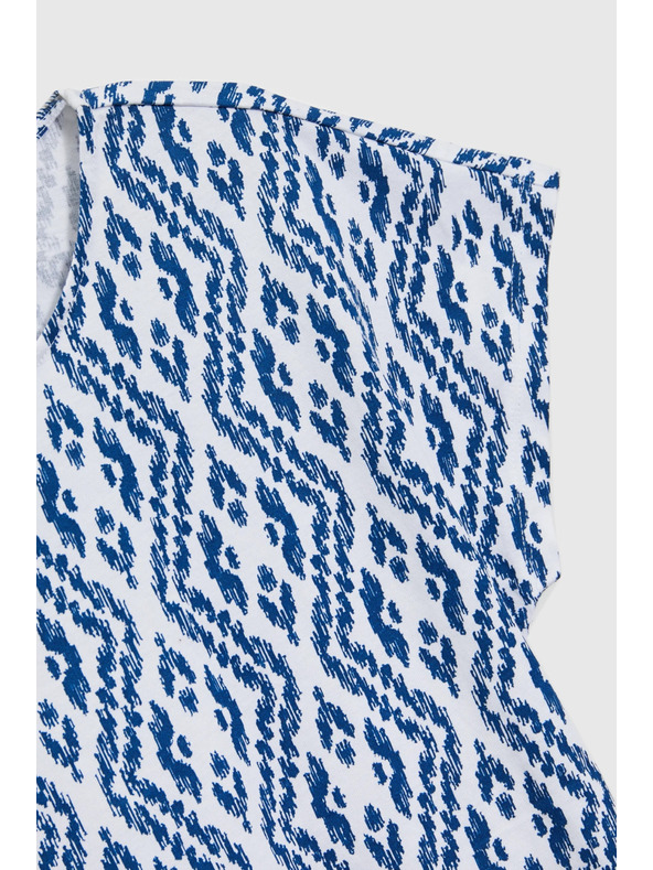 Moodo Blau-weiß gemustertes T-Shirt